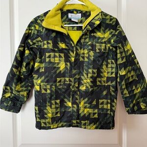 #44 Columbia Kids' Geometric Black and Yellow Puffer Jacket Size Small